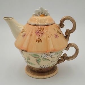 Tracy Porter Hand Painted‎ "Tea For One" Teapot and Cup